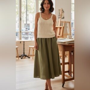 & Other Stories Paris Atelier Cable Knit‎ Cream Sweater Tank Top L Quiet Luxury